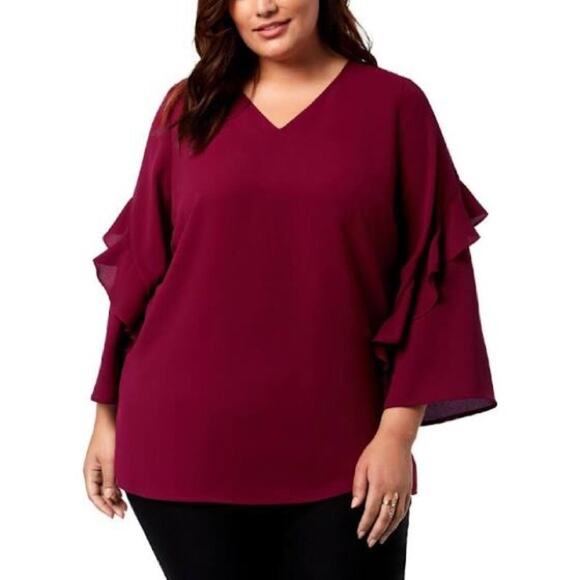 Alfani Womens Ruffle Sleeves Wide Neck Blouse-3X - Picture 1 of 2